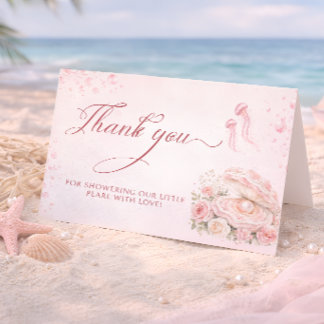 Watercolor Little Pearl Baby Shower Thank You Card