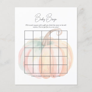 Watercolor Little Pumpkin Baby Shower Bingo Game