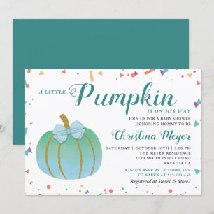 Watercolor Little Pumpkin Baby Shower Invitation