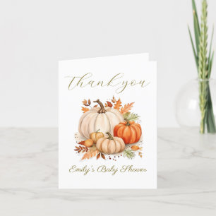 Watercolor Little Pumpkin Baby Shower Thank You Card