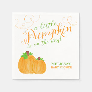 Watercolor Little Pumpkin Fall Baby Shower Napkin