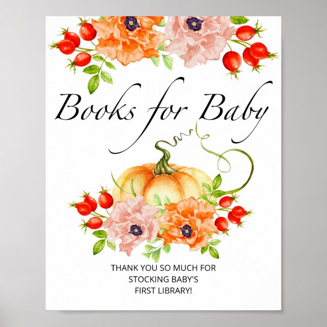 Watercolor little pumpkin, fall books for baby poster (Front)