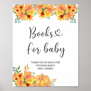 Watercolor little pumpkin, fall books for baby poster