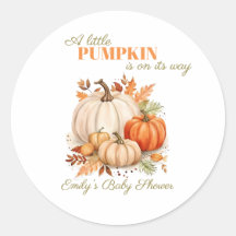 Watercolor Little Pumpkin Orange Baby Shower 