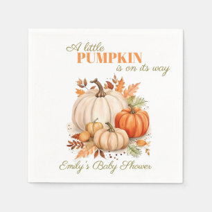 Watercolor Little Pumpkin Orange Baby Shower Napkin