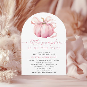 Watercolor Little Pumpkin Pink Girl Baby Shower Invitation
