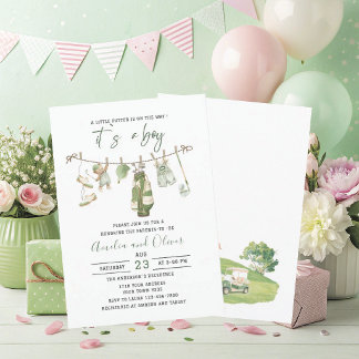 Watercolor Little putter is on the way baby shower Invitation