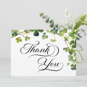 Watercolor Little Shamrock Script  Baby Shower Thank You Card