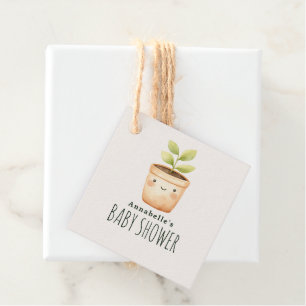 Watercolor Little Sprout Baby Shower Favour Tags