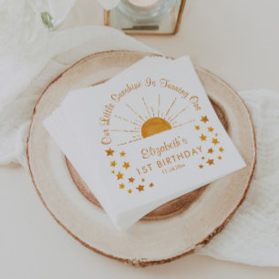 Watercolor Little Sunshine 1st Birthday  Napkin