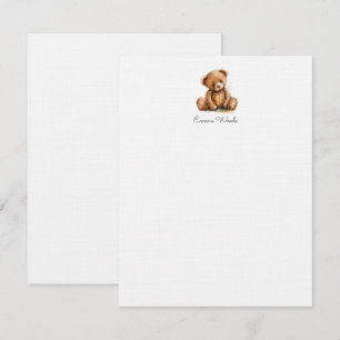 Watercolor Little Teddy Bear Personalised Card