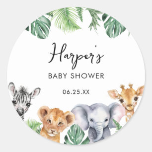 Watercolor Little Wild One Safari Baby Shower Classic Round Sticker