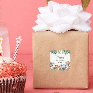 Watercolor Little Wild One Safari Baby Shower Square Sticker