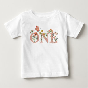 Watercolor Little Wildflower 1st Birthday  Baby T-Shirt