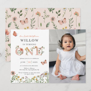 Watercolor Little Wildflower 1st Birthday  Invitation