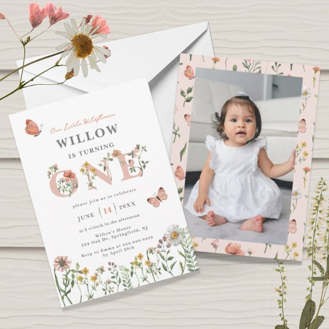 Watercolor Little Wildflower 1st Birthday Invitation (Creator Uploaded)