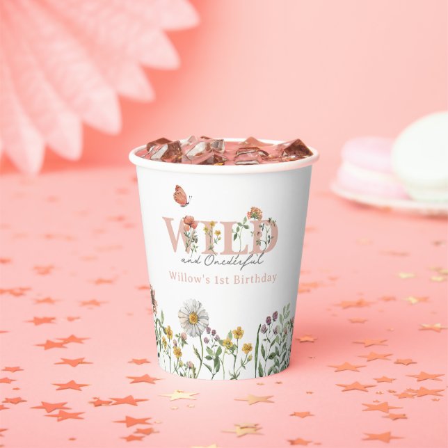 Watercolor Little Wildflower 1st Birthday  Paper Cups (Insitu)