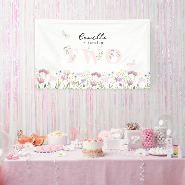 Watercolor Little Wildflower Birthday  Banner (Party)