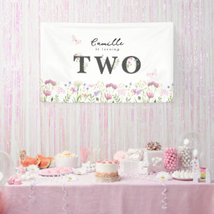Watercolor Little Wildflower Birthday  Banner