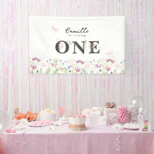 Watercolor Little Wildflower Birthday  Banner
