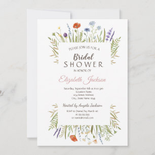 Watercolor Little Wildflower Meadow Bridal Shower  Invitation