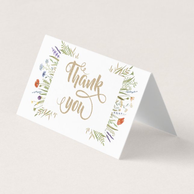 Watercolor Little Wildflower Meadow Frame Business Card (Front)