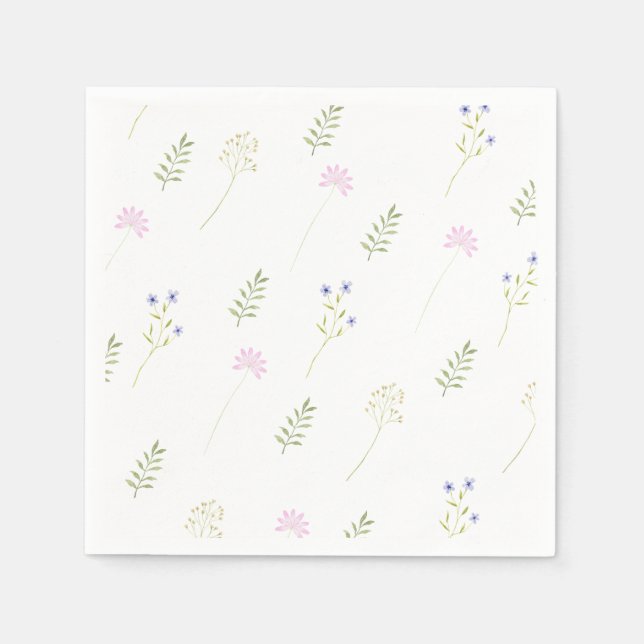 Watercolor Little Wildflower  Napkin (Front)
