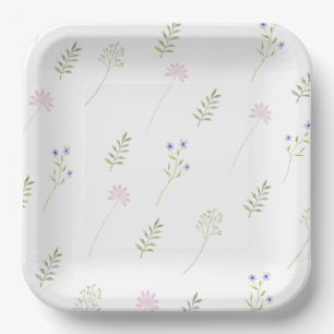 Watercolor Little Wildflower  Paper Plate