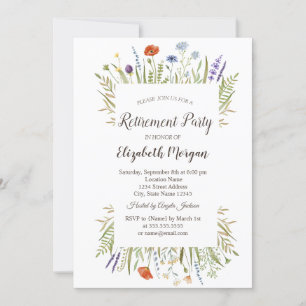 Watercolor Little Wildflower Retirement  Invitation