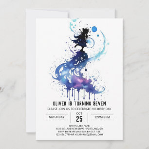 Watercolor Little Wizard Birthday Invitation