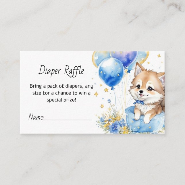 Watercolor Little Wolf Diaper Raffle Enclosure Card (Front)