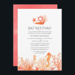 Watercolor Living Coral Under the Sea Bat Mitzvah Invitation<br><div class="desc">Colour of the year 2019 living coral bat mitzvah invite featuring corals,  starfish,  seashells and seahorses customisable to your event specifics.</div>