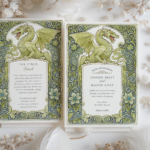 Watercolor Ljubljana Slovenia Dragon Wedding Invitation
