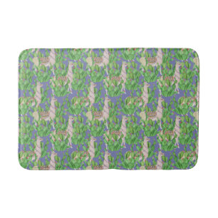 Watercolor Llama & Catus Pattern Bath Mat