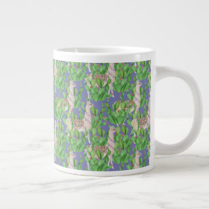 Watercolor Llama & Catus Pattern Large Coffee Mug
