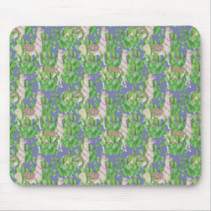 Watercolor Llama & Catus Pattern Mouse Mat