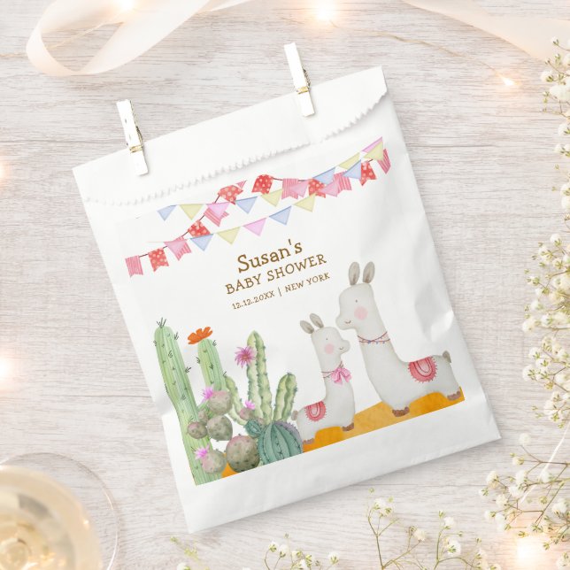 Watercolor Llama Desert Cactus Fiesta Baby Shower  Favour Bags (Clipped)