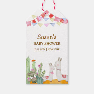 Watercolor Llama Desert Cactus Fiesta Baby Shower  Gift Tags