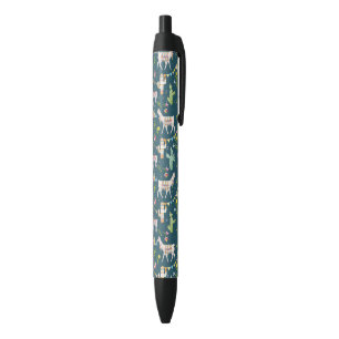 Watercolor Llama Flag Pattern Black Ink Pen