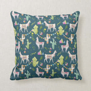 Watercolor Llama Flag Pattern Cushion