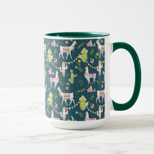 Watercolor Llama Flag Pattern Mug (Right)
