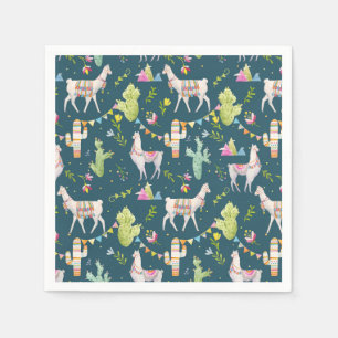 Watercolor Llama Flag Pattern Napkin
