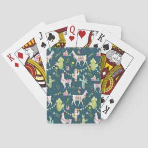 Watercolor Llama Flag Pattern Playing Cards