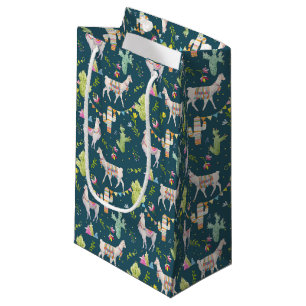 Watercolor Llama Flag Pattern Small Gift Bag