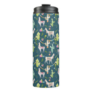 Watercolor Llama Flag Pattern Thermal Tumbler