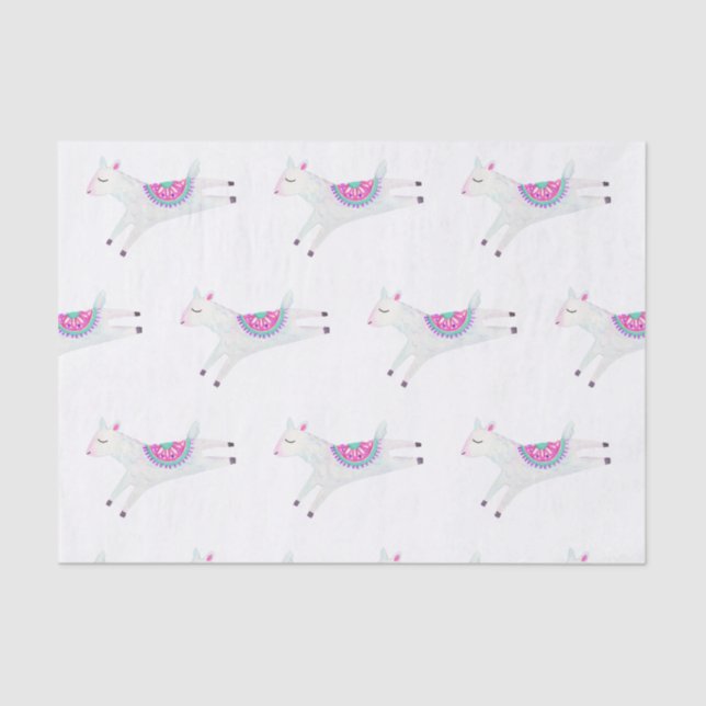 Watercolor Llama Kids Birthday Party Tissue Paper (Front)