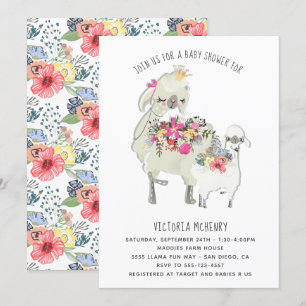 Watercolor Llama Mamma Baby Shower Invitation