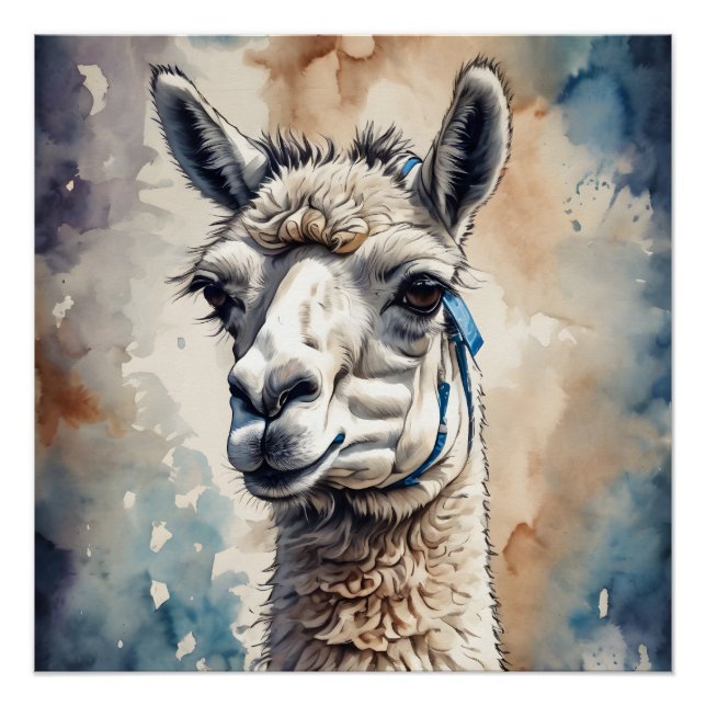 Watercolor Llama no 1 Poster (Front)
