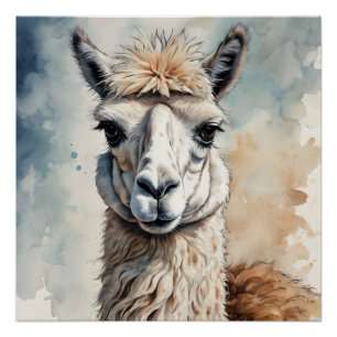 Watercolor Llama no 2 Poster