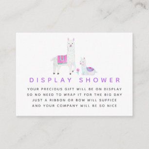 Watercolor Llama themed Baby Shower Display Shower Enclosure Card